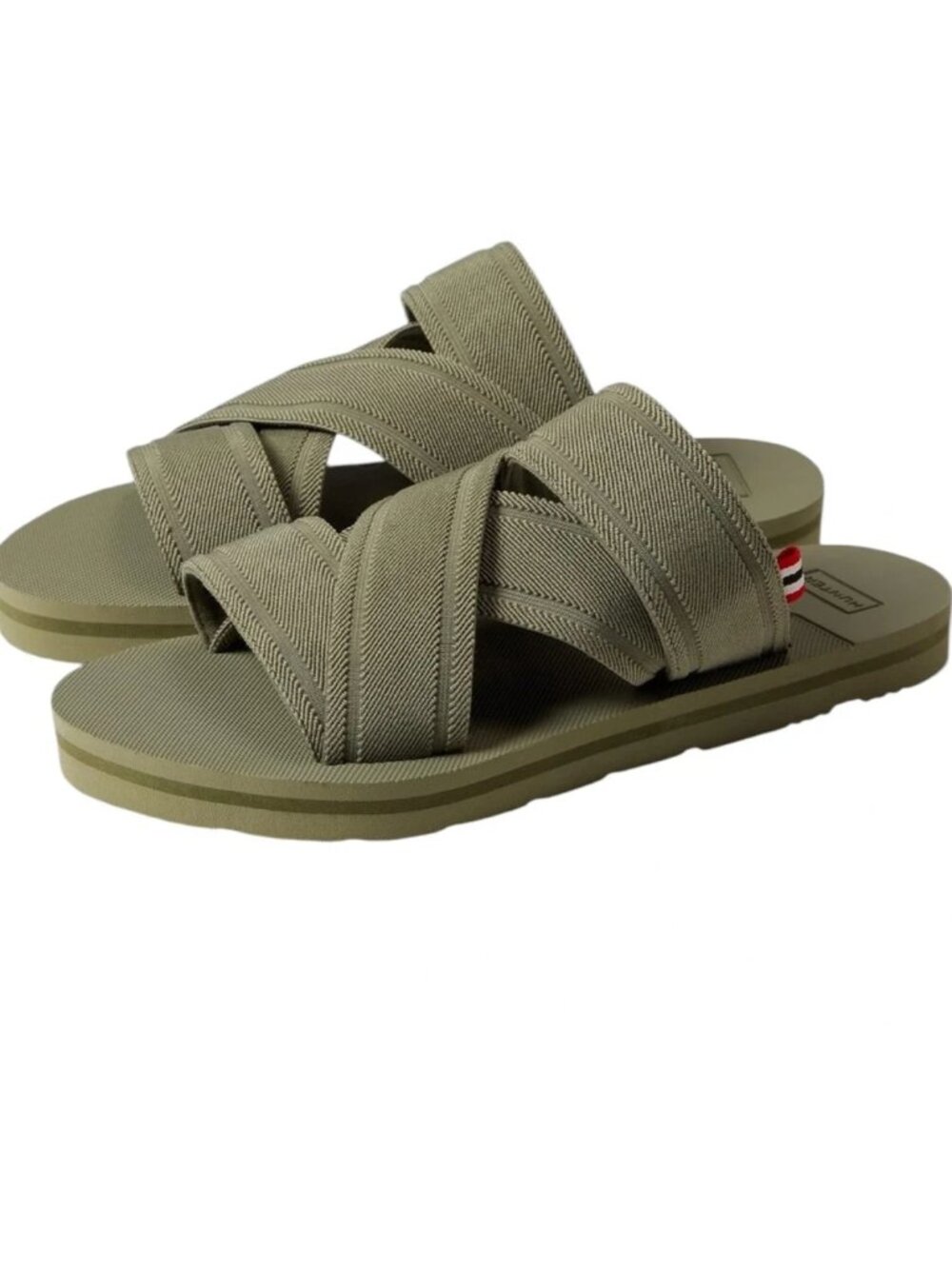NWT Hunter Elastic Crossover Slide Size 6 Olive Green